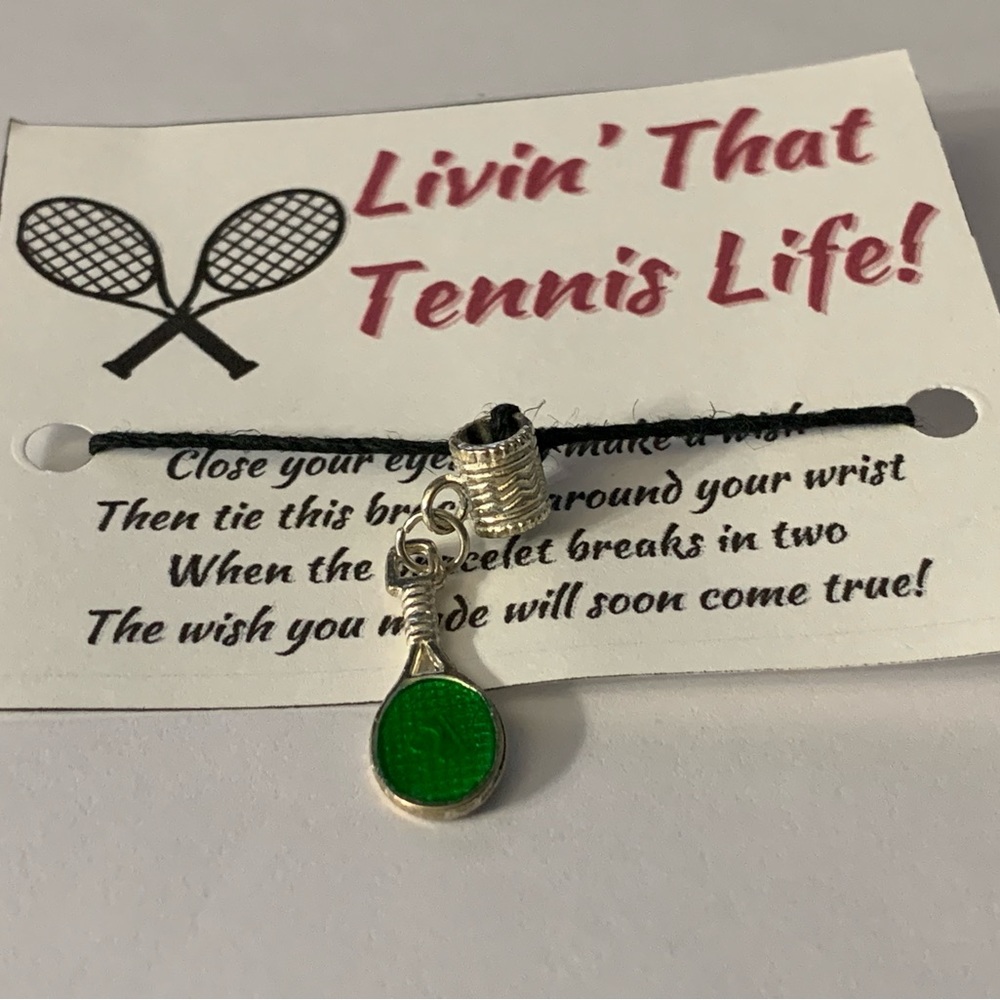 Handmade Unisex Tennis Life Black Hemp Cord Wishing Bracelet